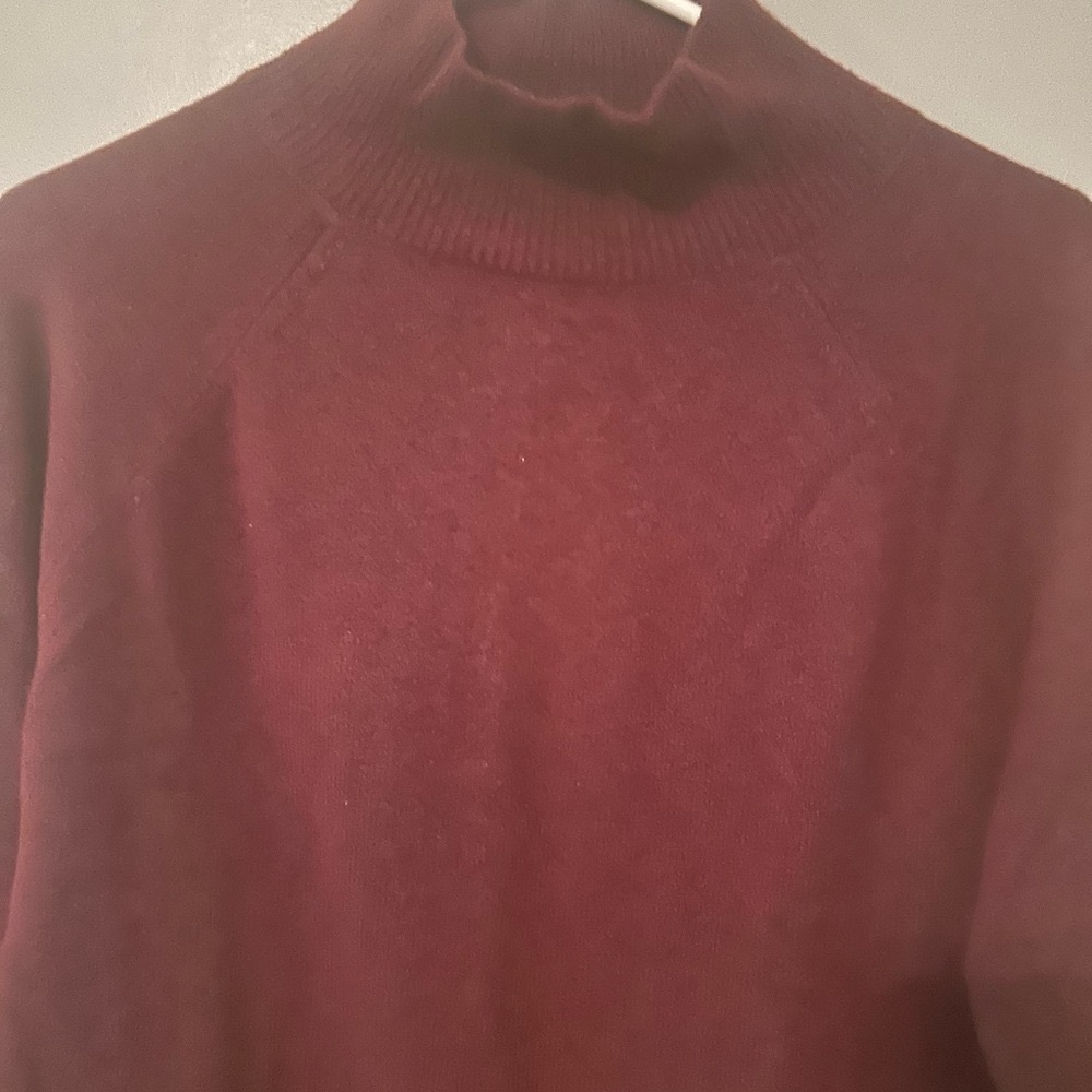 LOFT Red Cowl Turtleneck Sweater with Ribbed Texture - Picture 2 of 6